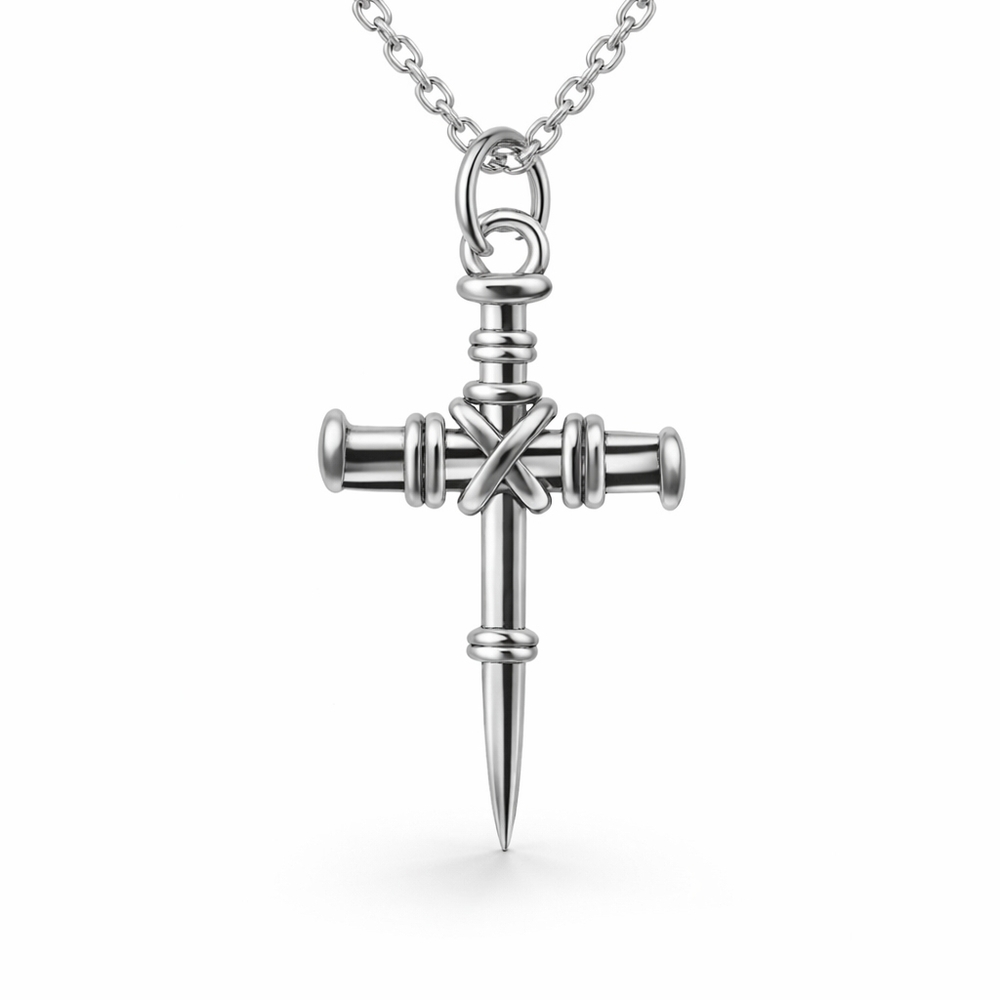 Cross of Nails Necklace – Silver Faith Pendant